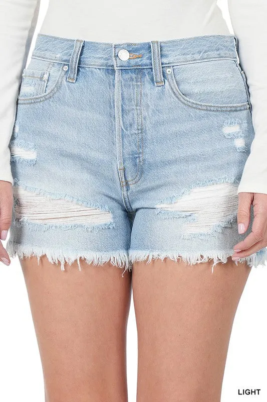 ZE239 - DISTRESSED DENIM SHORTS